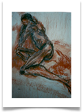 Athlete in Brown :: Charcoal/Chalk Pastel on Paper (Framed) :: 28" x 22" :: � 515