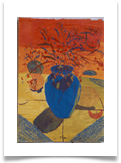 Blue Vase with Orange Flowers :: Watercolour on  Paper (Mounted) :; 26" x 20" :: � 220