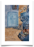 Blue Square, Hammamet :: Watercolour on  Paper (Mounted) :: 20" x 18" :: � 270