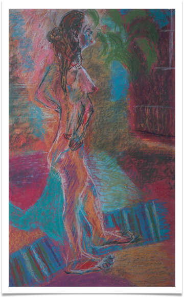 Exotic Female :: 36"x32" (Framed) :: Charcoal/Chalk Pastel on Paper :: � 690