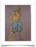Fashion Model looking Cool :: Chalk Pastel/Charcoal :: 28" x 26" :: � 515