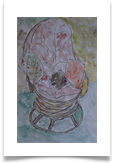 Fluffles on Cane Chair :: Watercolour/Charcoal (Mounted) :: 28" x 22" :: � 480 