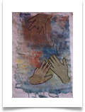 Isa's Hands in the Sky :: Mixed Media/Collage on Paper (Framed) :: 24" x 20" :: � 690