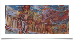 Man on Balcony, Competa :: Ink & Pastel on Paper (Mounted) :: 7" x 20" :: � 165