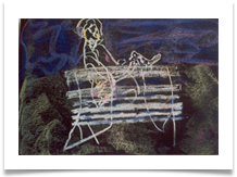 Man on Bench, Waterlow Park :: Pastel on Paper (Mounted) :: 18" x 20" :: � 340