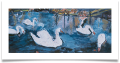 New Year's Day 2001 - Bourneville Boating Lake :: Oil on Canvas :: 20" x 17" :: SOLD