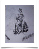 Nude Charcoal Looking Backwards :: 28"x24" :: � 130
