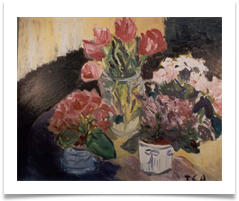 Plants & Tulips :: Oil on Canvas (Framed) :: 28" x 24" :: � 490