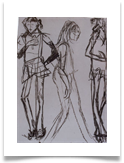 Three Fashion Models :: Charcoal-on-Paper :: 32" x 28" :: � 340