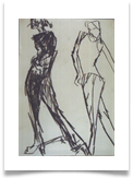 Two Fashion Models :: Charcoal on Paper :: 32" x 28" :: � 340