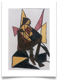 Woman of Triangles :: 28"x22" (Mounted) :: Chalk Pastel/Charcoal :: � 515